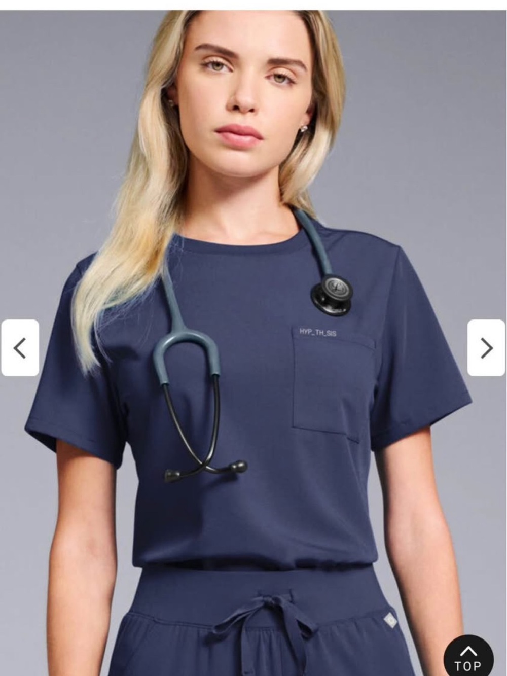 WOMEN’S CREW NECK TUCK-IN SCRUB TOP (navy)